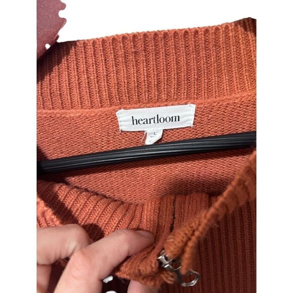 Heartloom Ollie 1/4 Zip Pull Over Sweater Terracota Rust Orange Large Chunky - Picture 3 of 11